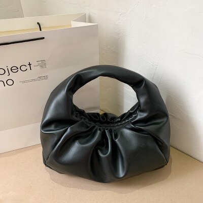 Bolso De hombro De lujo para mujer, bolsa De mano femenina con pliegues, a la , suave, Torebka,: black