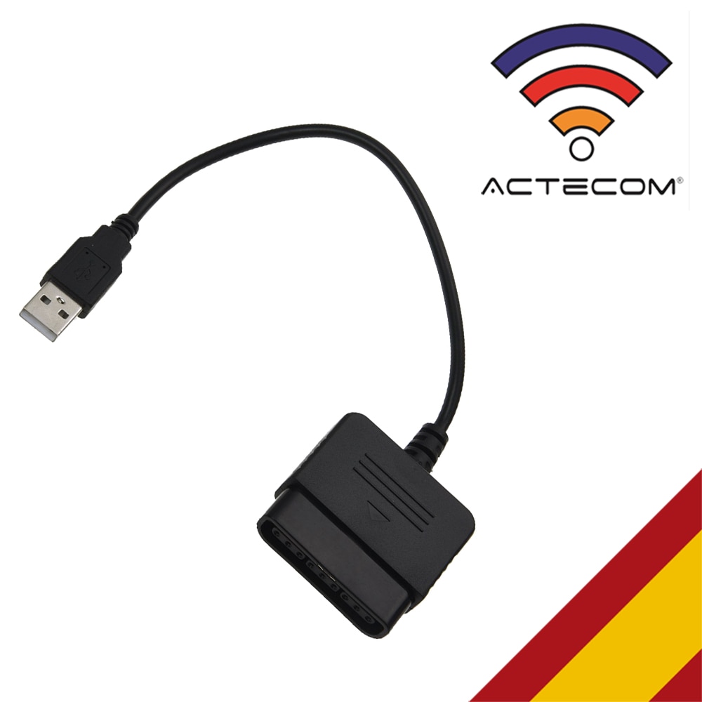 ACTECOM-ADAPTADOR PARA MANDO SIMPLE NEGRO PS1 PS2 a PS3 / PC A USB