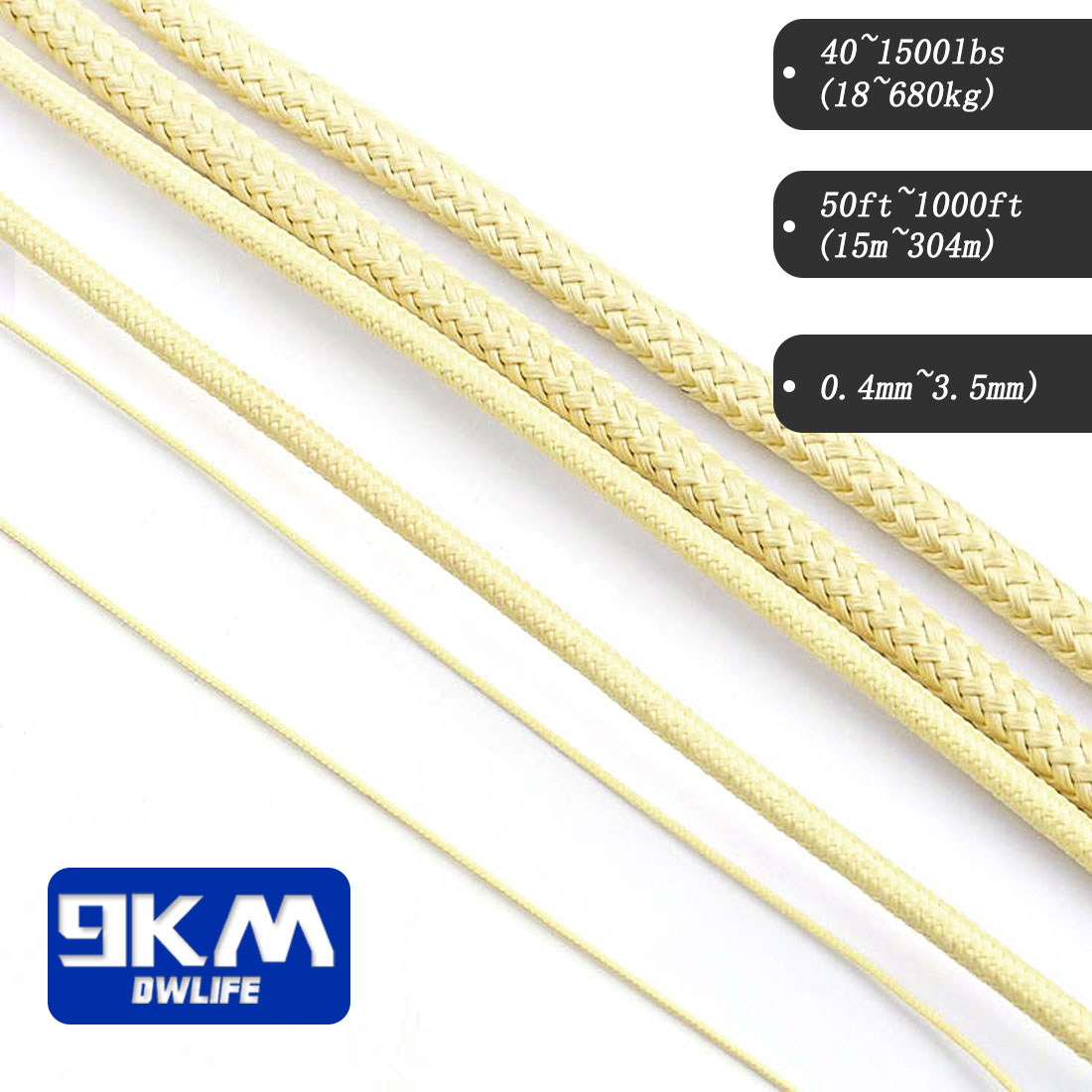 Línea de Kevlar trenzada de 0,4 ~ 3,5mm, línea de asistencia para pesca, alta resistencia a la tracción, cuerda para cometa voladora, Camping, senderismo, cable para exteriores