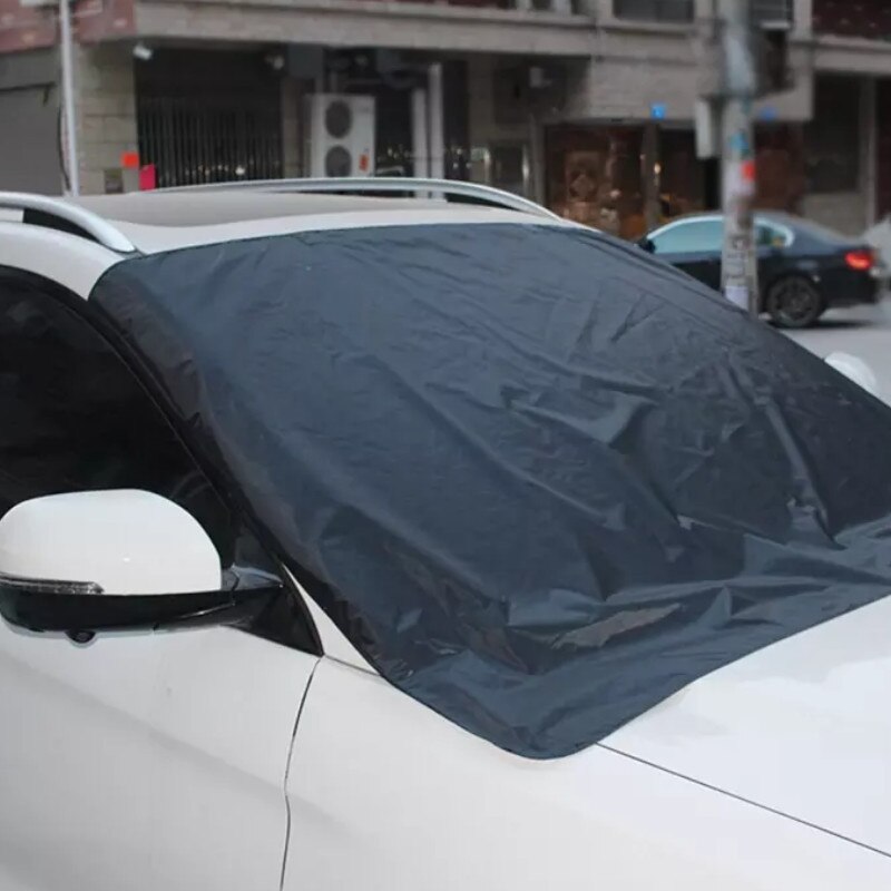 Car Snow Protect Cover Magnetic Windshield Ice Sun Frost Protector Tarp Sun Shield Black silver Color Version