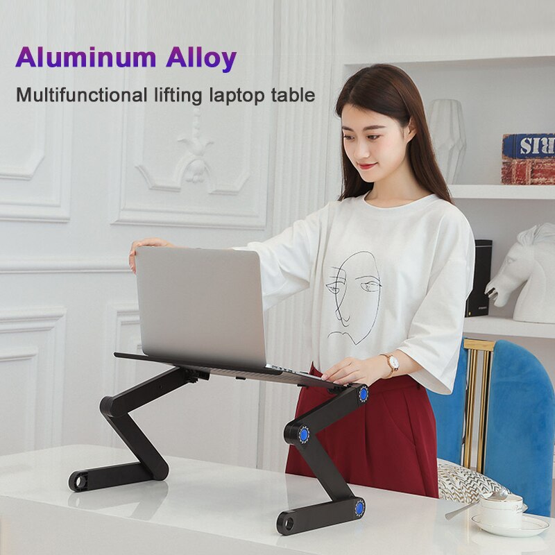 Adjustable Laptop Stand For Bed Aluminum Adapdesk Standing Desk Support Notebook Stand Base Laptop Holder With Mouse Pad Table
