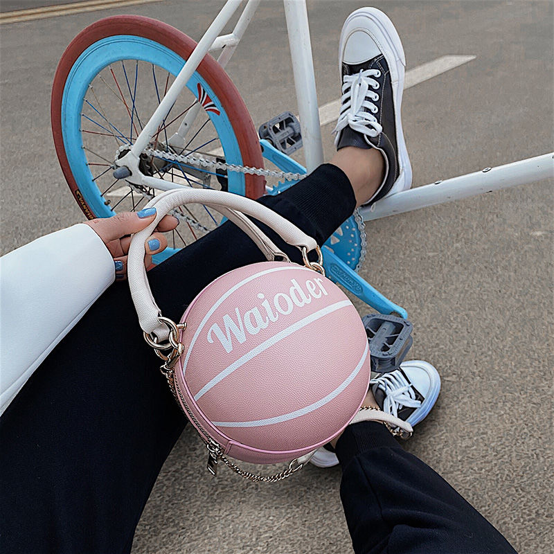 Pink Basketball Bag Female Net Red Korean Version Personality Mini One Shoulder Crossbody Chain Ball Bag