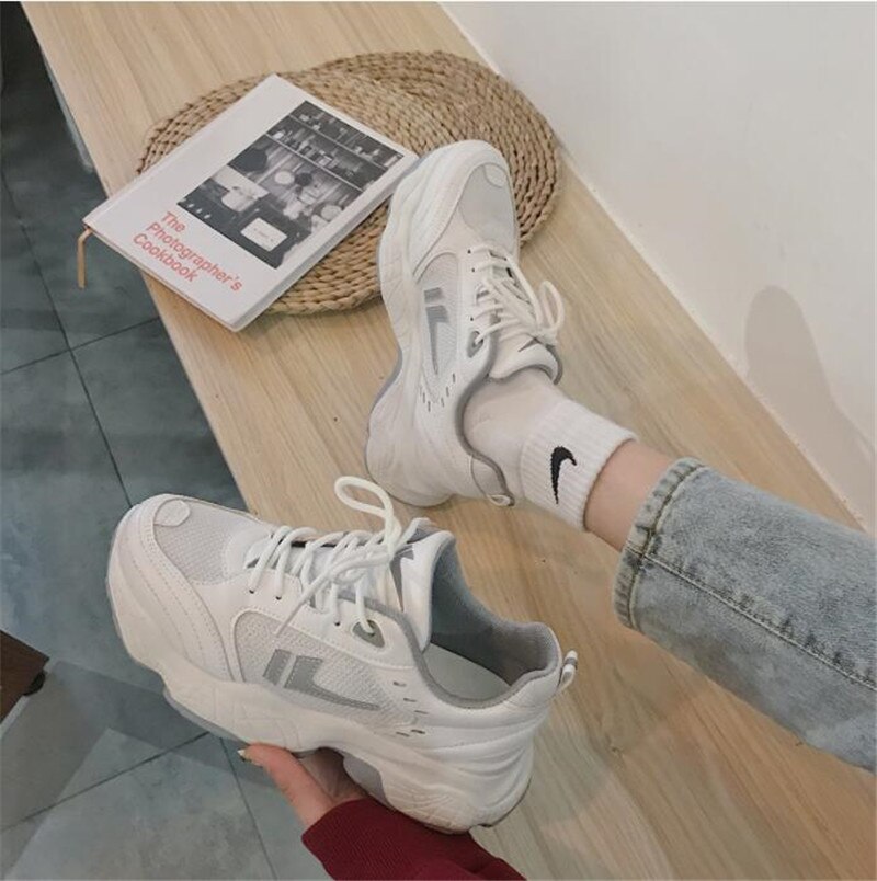 Vrouwen Schoenen Chunky Sneakers Voor Vrouwen Lace-Up Wit Vulcaniseer Schoenen Casual Mode Papa Schoenen Platform Sneakers