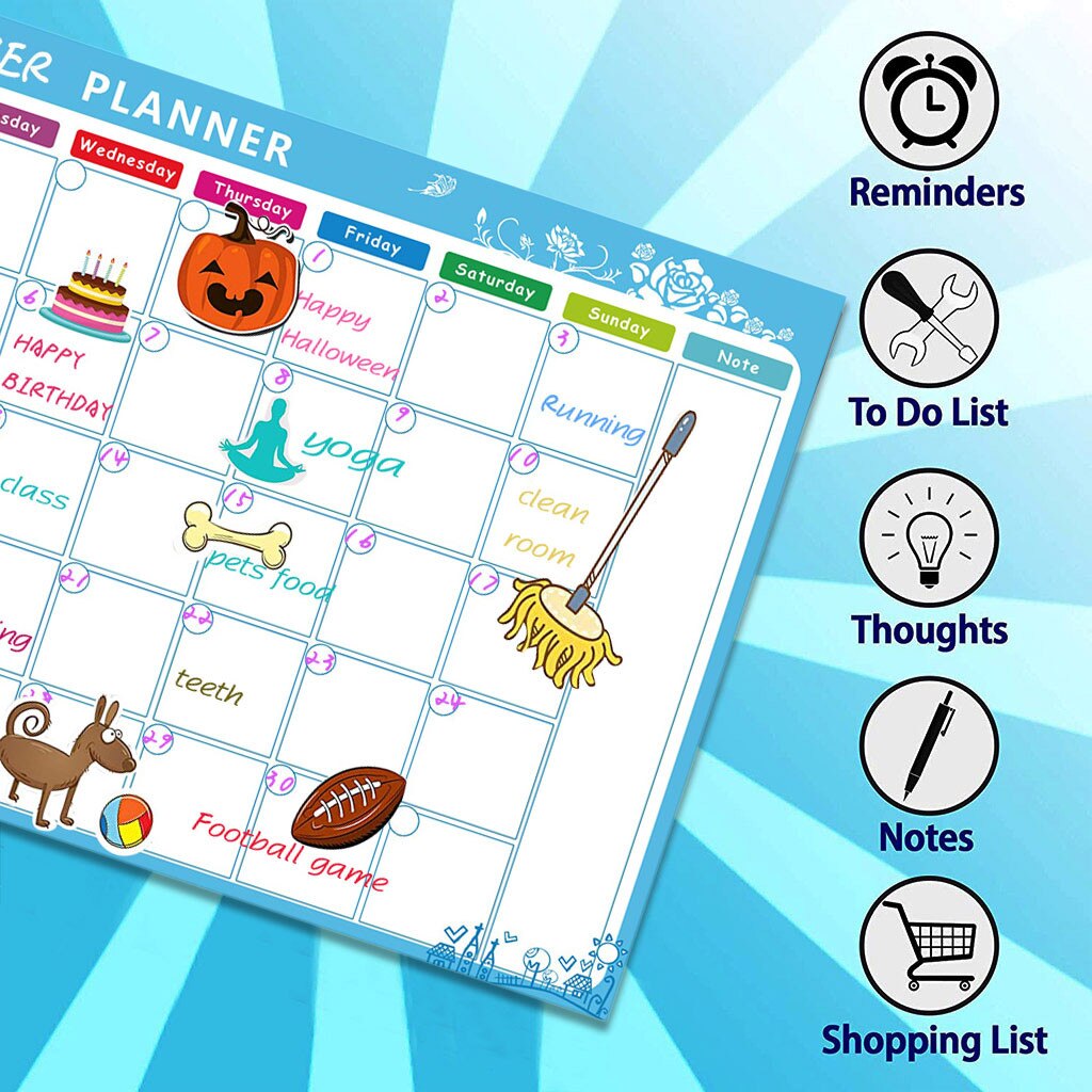Calendar stickers Refrigerator stickers message Magnetic soft whiteboard foldable magnetic soft whiteboard plan table office