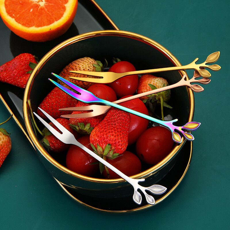 1/5pIeces Rosegold FruitFork Cake Knife 304 Stainless Steel Dessert Fork Cake Knife Tableware Accessories For Chistmas