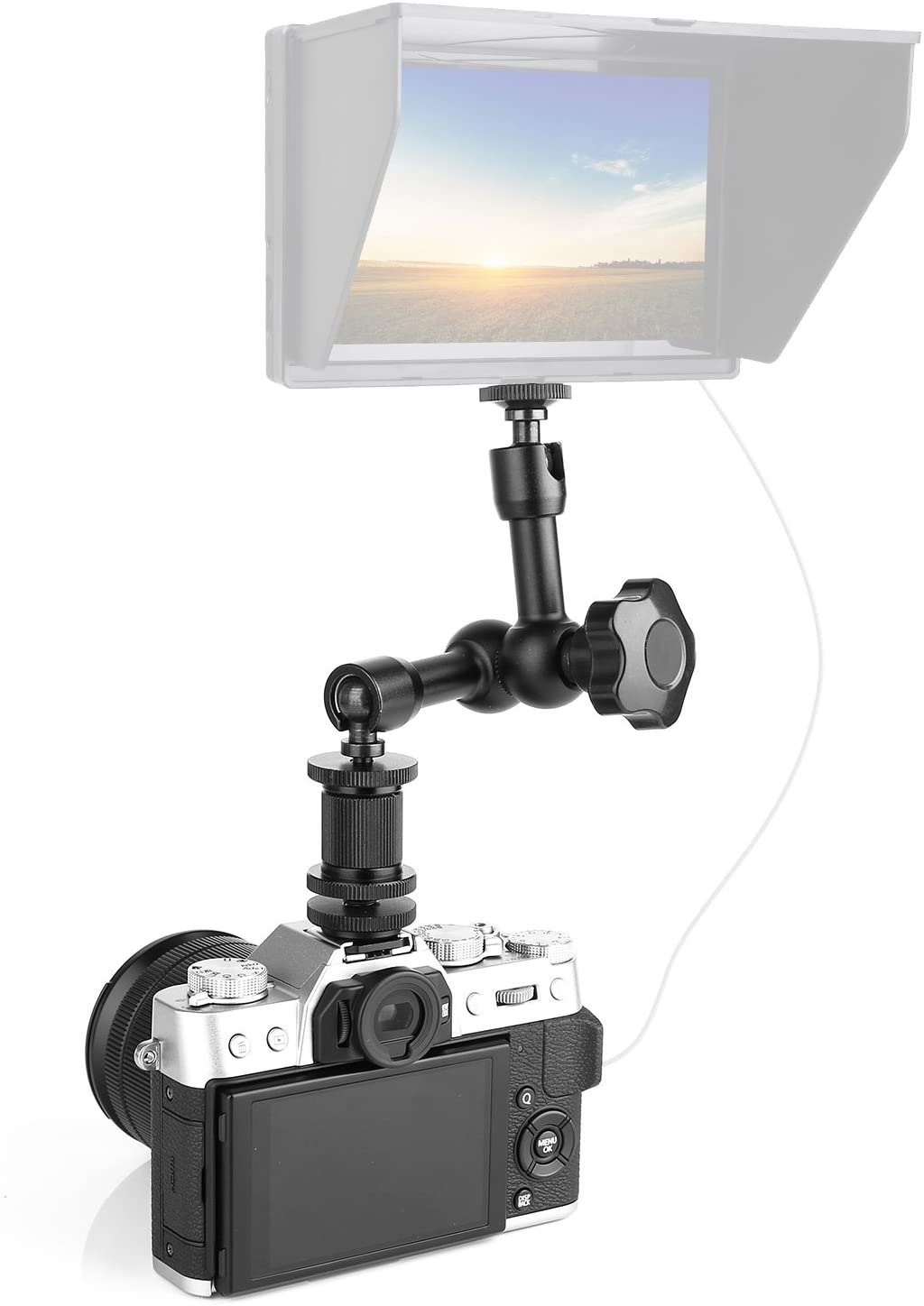 Magic Arm 7'' Articulating Friction Arm Super Clamp Adjustable Rod Clamp Pliers Clip with 1/4'' and 3/8'' Thread for DSLR Camera