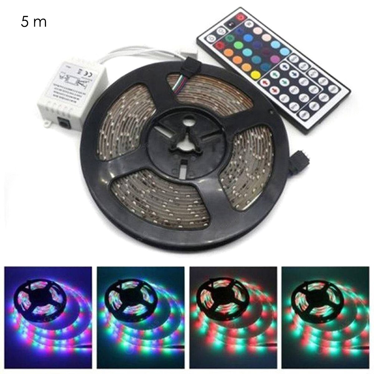 1M 3M 5M 10M 20M RGB Led Strip Light 3528 DC12V Non-waterproof Led Tape Flexible Lighting Ribbon Full Set: 5m