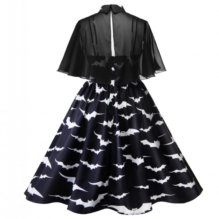 4xl 3xl plus size halloween flagermus print gotisk kjole kvinder punk festkjoler bowknot selv gotisk kjole tøj swing vestidos