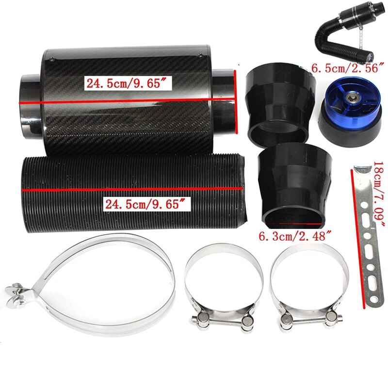 3 Inch Universal Car Cold Air Intake System with Fan Racing Carbon Fiber Cold Feed Induction Kit Air Intake Kit