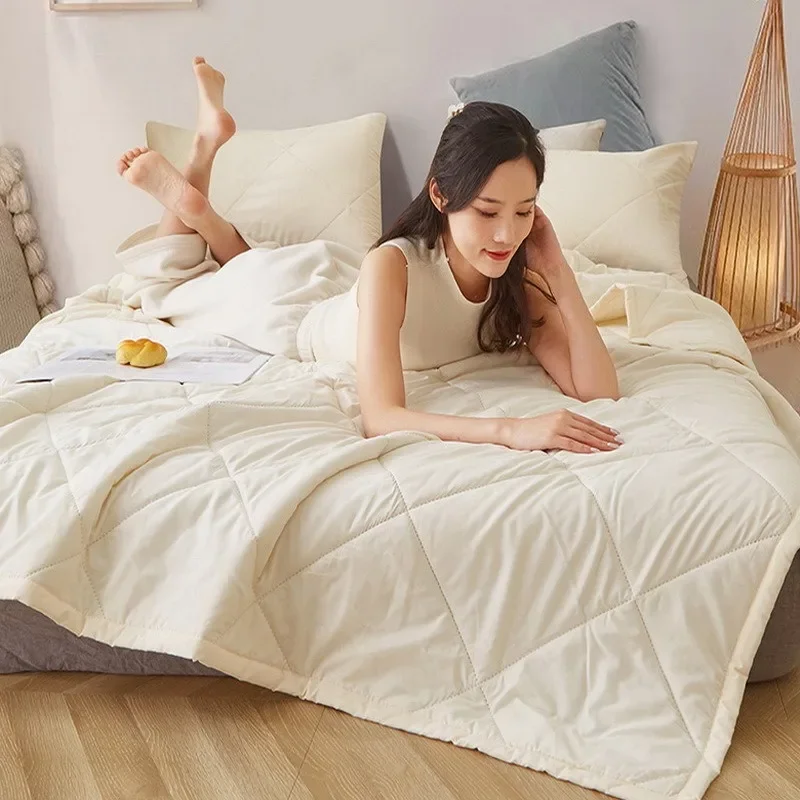 Gesteppte sommerdecke mit kissenbezug oder einzelne steppdecken, weich, atmungsaktiv, waschbar, dünne bettdecke, doppeldecke 100/150/180/200cm: Bett 80 / Lavendel
