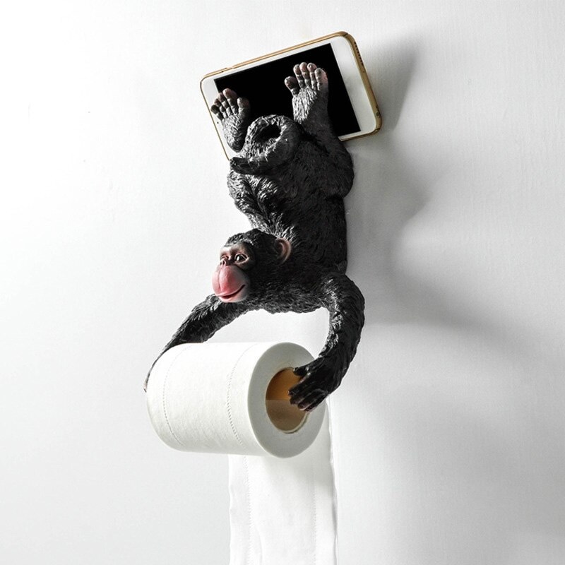 Lovely Bathroom Tissue Holder Roll holder Funny Monkey Toilet Paper Rack Resin Waterproof Wall Hanging