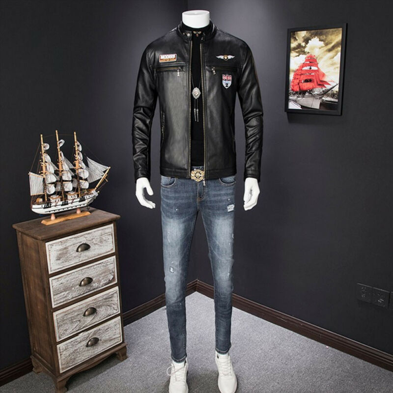 Chaqueta de cuero de imitación para hombre, prendas de vestir de talla grande M-3XL