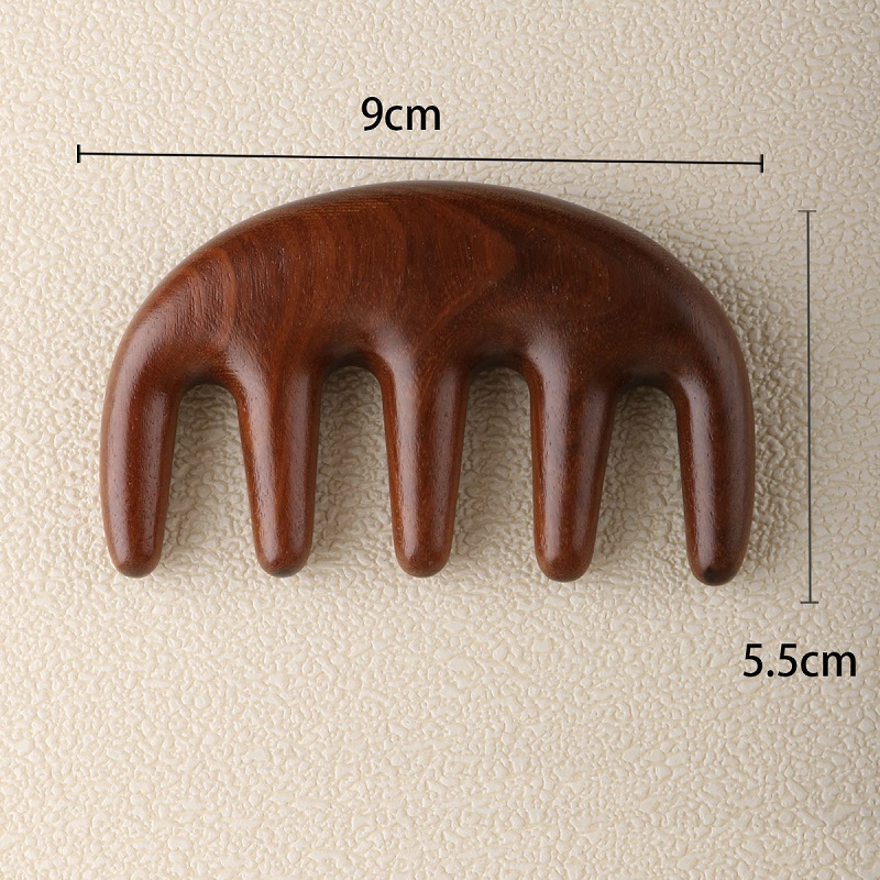 Masaje de madera peine masajeador de madera cuero cabelludo cabeza aceite masajeador cuero cabelludo peine herramientas AMS01: Rojo