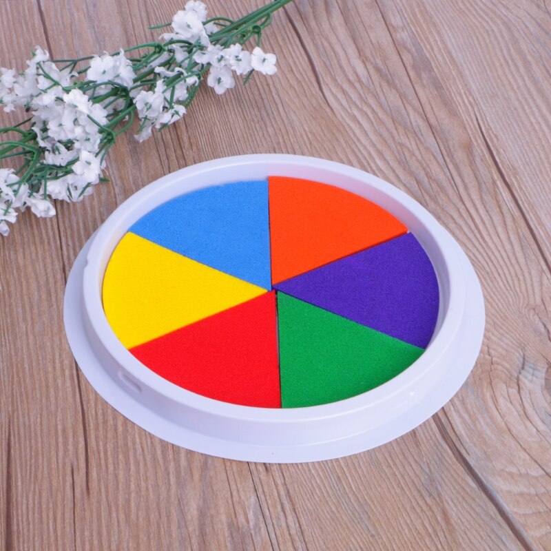 6 Colors Ink Pad Stamp DIY Finger Painting Craft Cardmaking Large Round For Kids L4MA