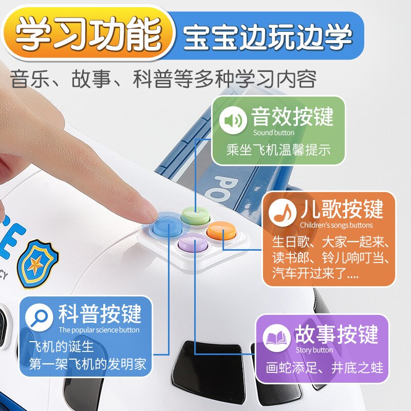 Kinderen Speelgoed Vliegtuig Grote Jongen Baby Politie Legering Auto Parkeerplaats Grote Vliegtuig Model Speelgoed Auto