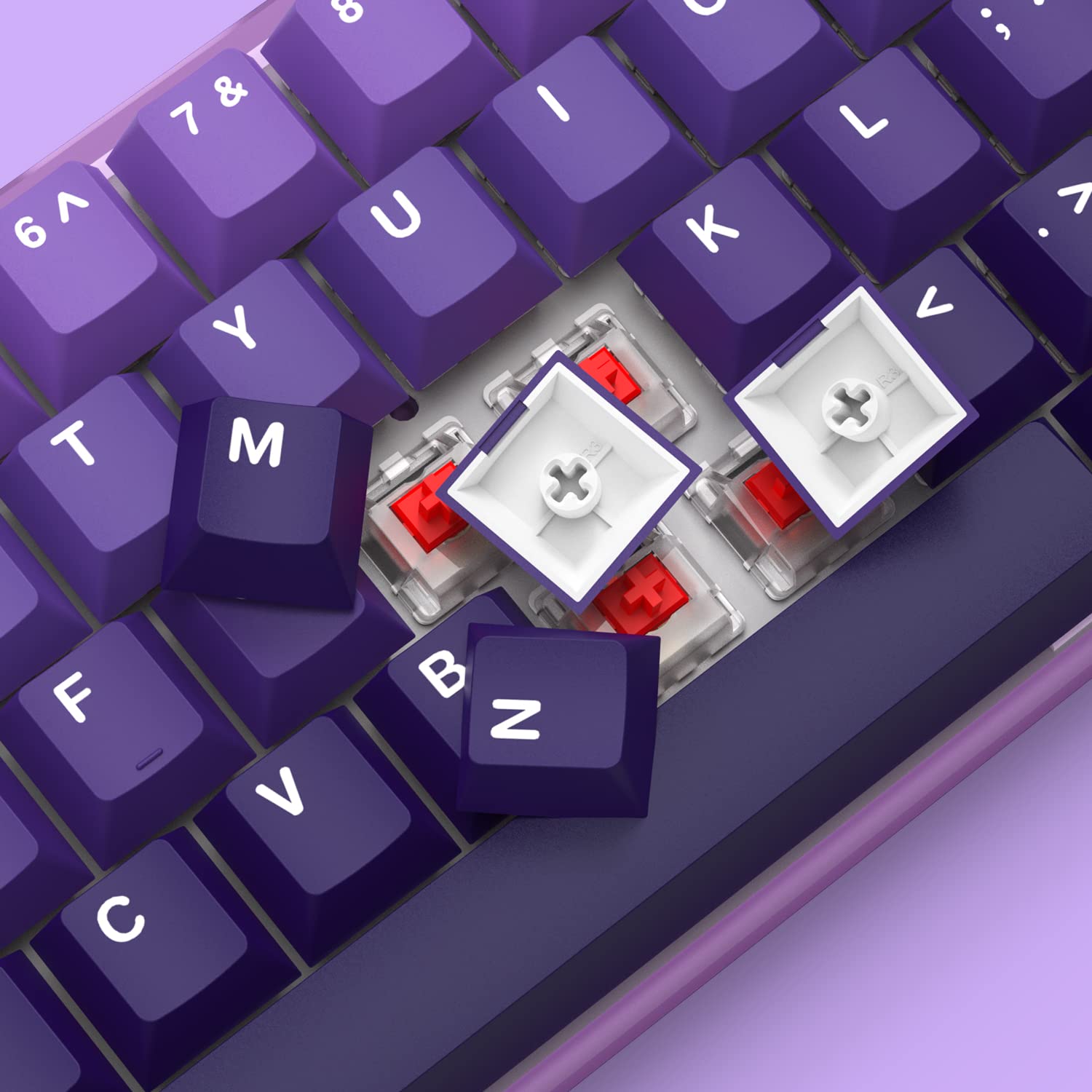 132 Tasten Farbverlauf Lila Kirschprofil PBT-Tastenkappen doppelt Schuss-Tastenkappe für 60 % 65 % 75 % 100 MX schalten mechanische Spielen-Tastatur