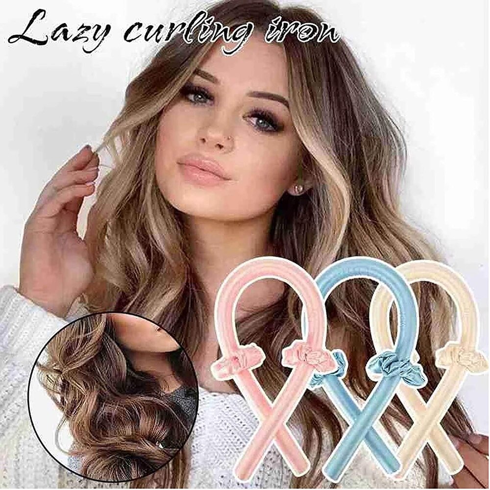 Barra rizadora sin calor para cabello, rulos de cinta para cabello, barra de rizado suave para dormir, moldeadores de ondas, plancha para rizar el cabello DIY