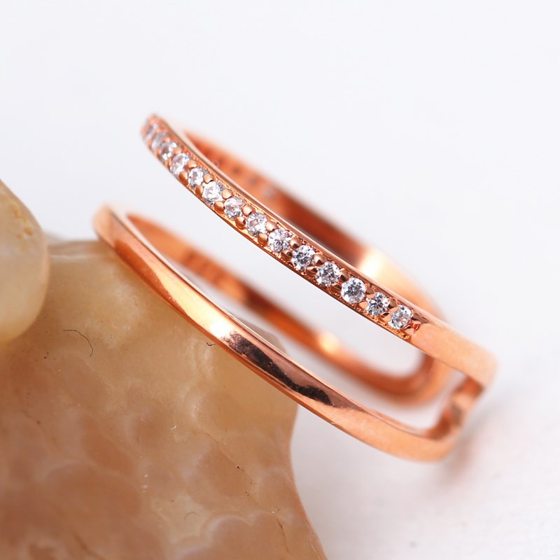 Wedding Rings Fire Double-layer Zircon Adjustable Charm Ladies Ring Engagement Christmas For Woman Female Jewelry