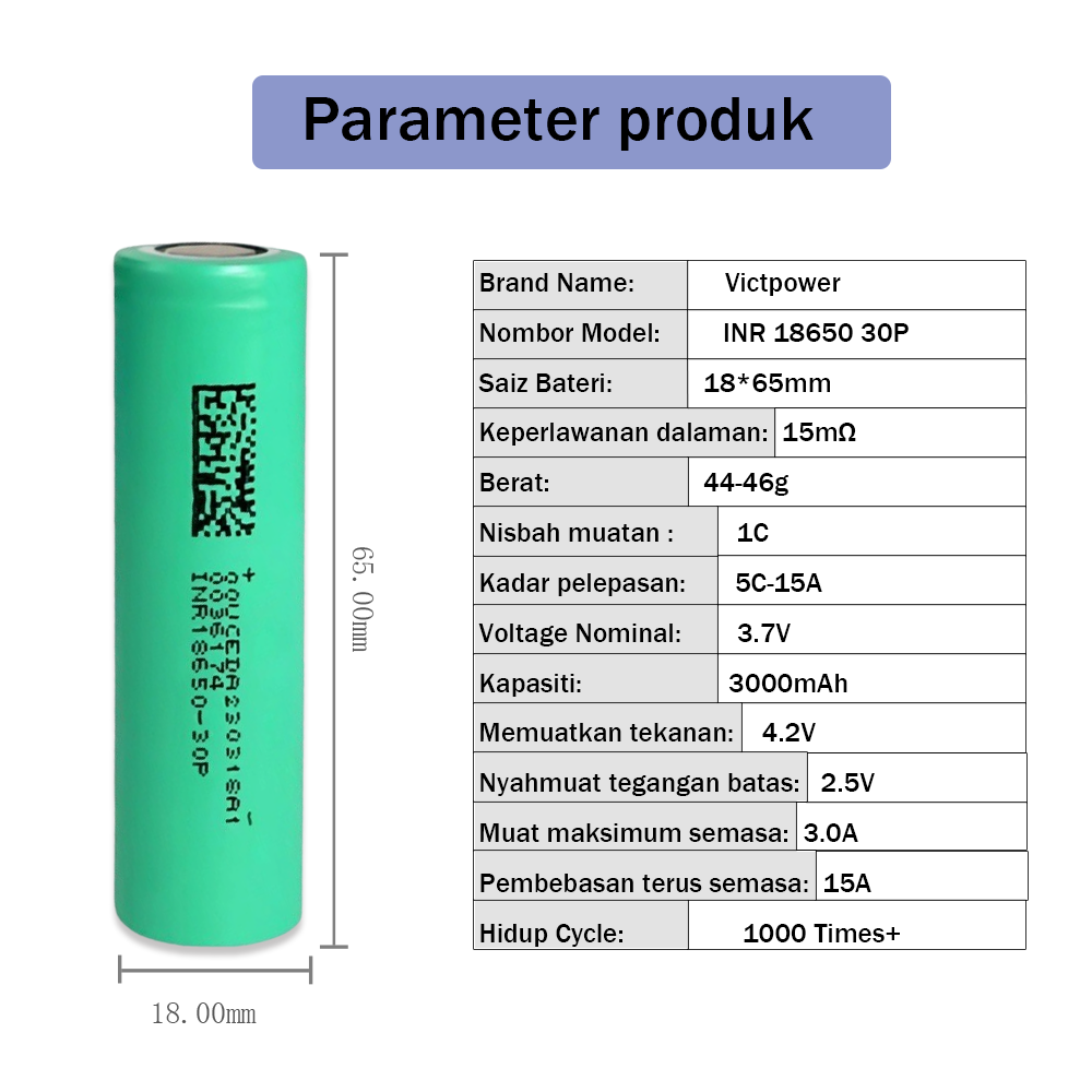 Batteria ricaricabile DMEGC 26E NCM di grado A + migliore qualità INR18650 3.7V 2600mAh batterie agli ioni di litio cilindriche agli ioni di litio per: verde