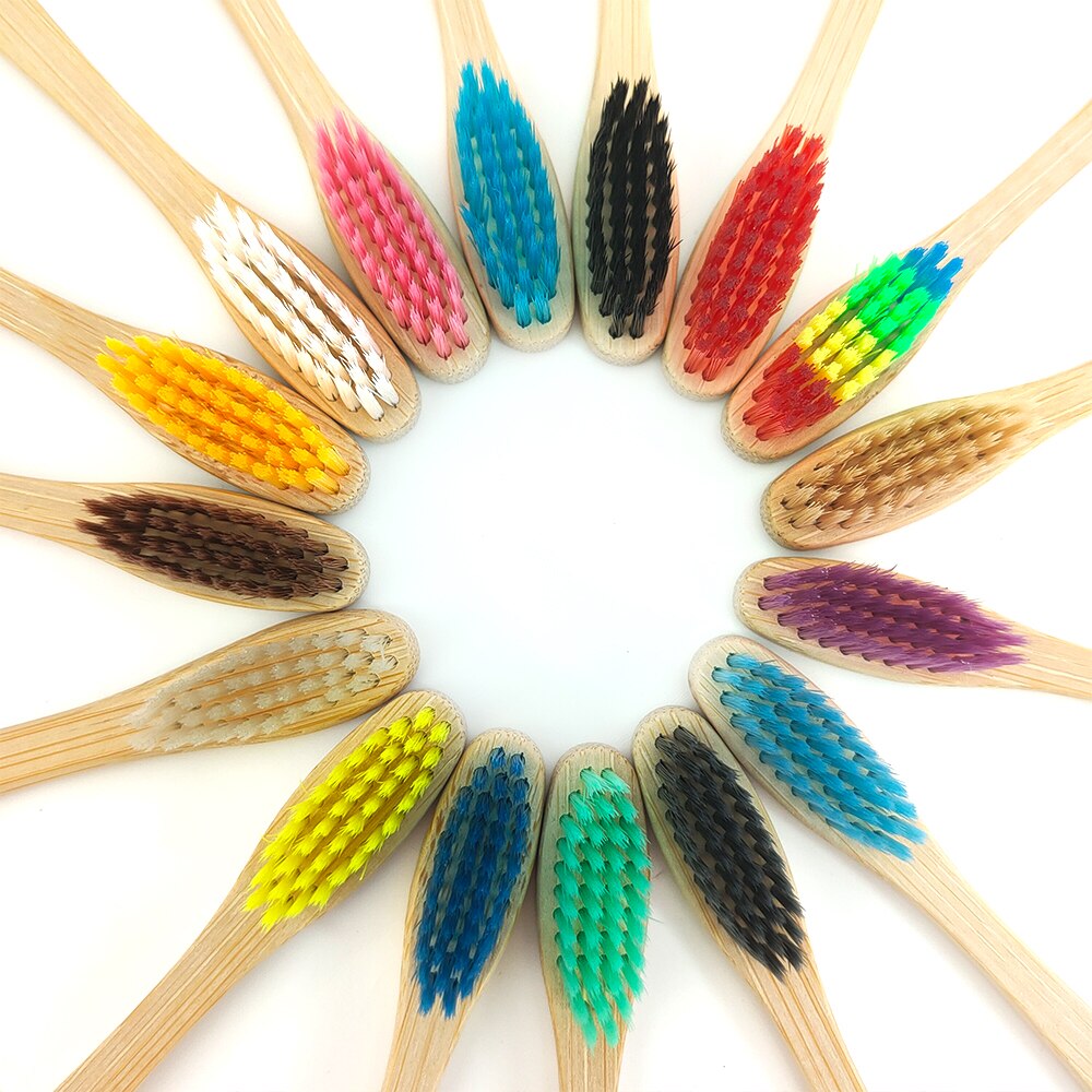 12 stk miljøvennlig bambushåndtak nylon tannbørste med medium Bryst sunn munnpleie hygiene tannbørste tannrengjøringe til voksne