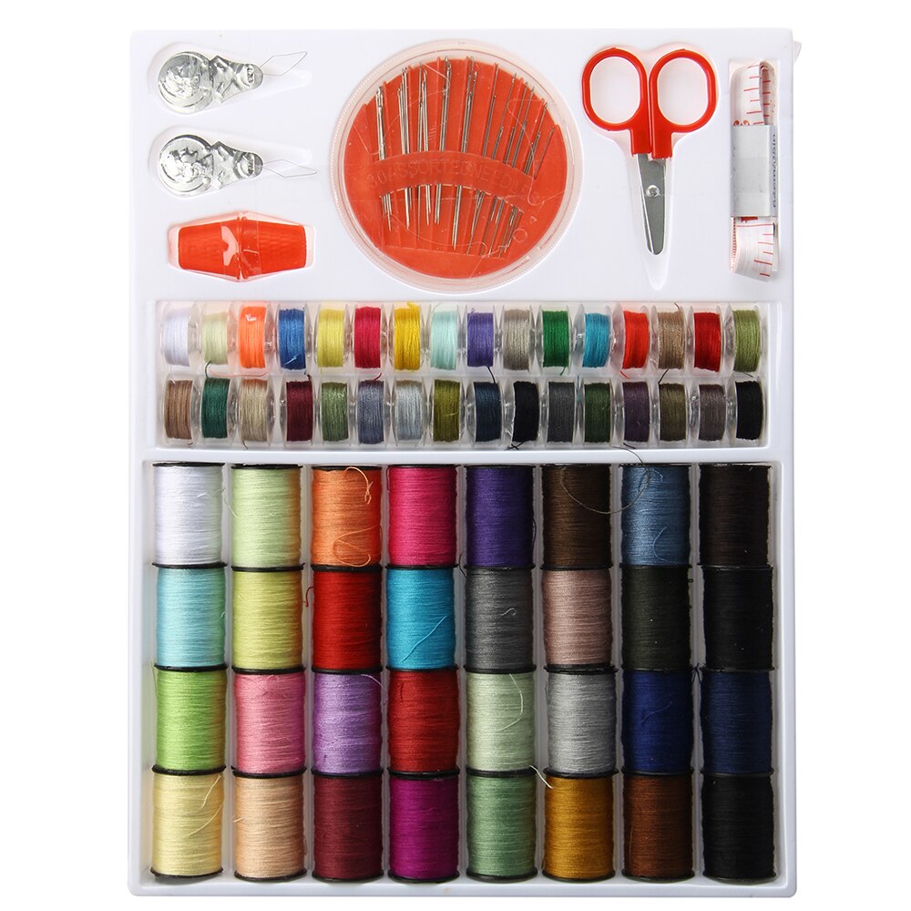 64 Spools Ployester Sewing Threads Box Tape Measure Scissors Set Hand Sewing Machine Needles Set Sewing Accessories Kit