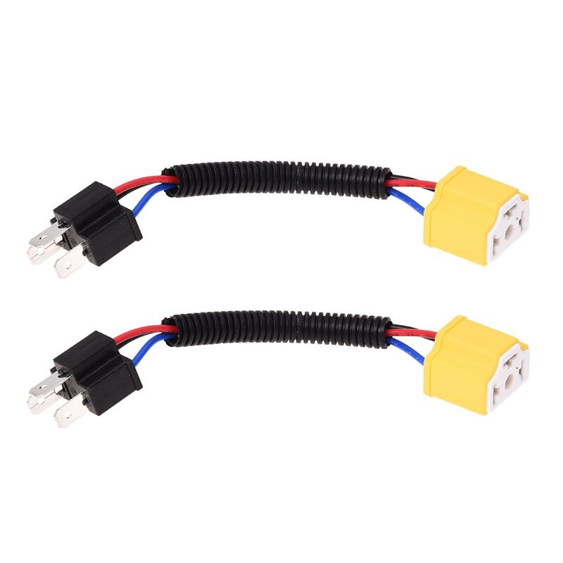 -2pcs Ceramic Female to Male Wired Harness Adpater Light Socket H4 for Car: Default Title