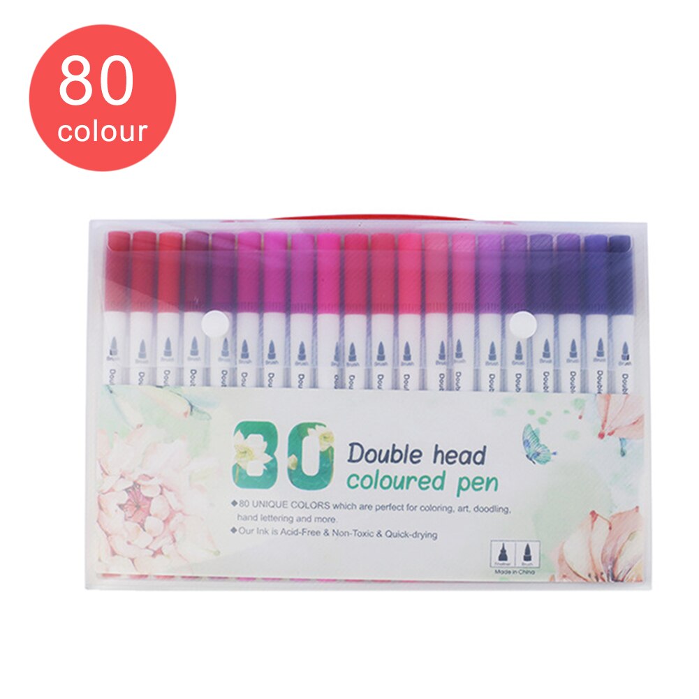 100 Colors Set Dual Tip Drawing Painting Watercolor Art Marker Pens Brush Pen For School Supplies Stationery: 80 Colors