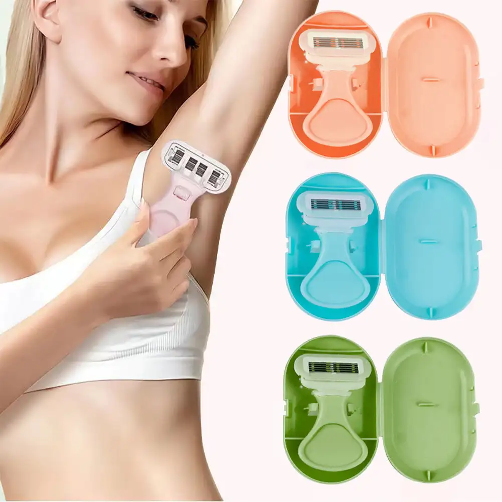 Maquinilla de afeitar de seguridad para mujer, 1 Uds., cuchillas de afeitar Manual de acero inoxidable para Barba, pelo corporal B Ikini, afeitadora de axilas y muslos, afeitado portátil