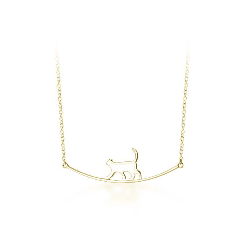 Moda Walking Cat ciondolo collana animale clavicola catena collane per le donne Gilrs gattino curvo gioielli da festa regalo femminile