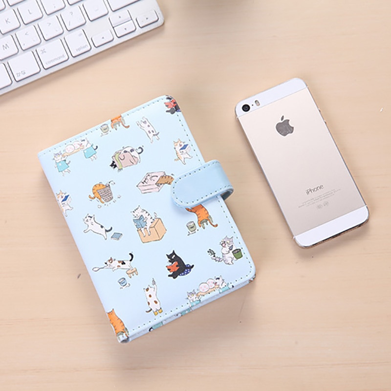 Cute Kawaii Cat Stationery Leather Notebook Japanese Style Color Page Notebook Bullet Diary Agenda Planner Filofax Notepad