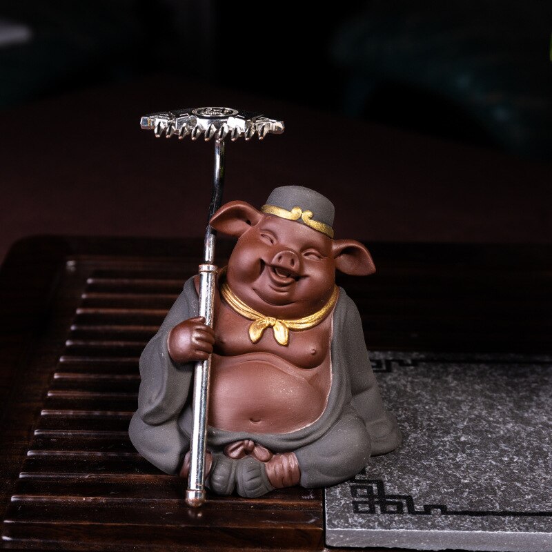 Statue en céramique | Mignon petit cochon chinois, thé chanceux, jouet d'animal domestique, décoration de la maison, ornements