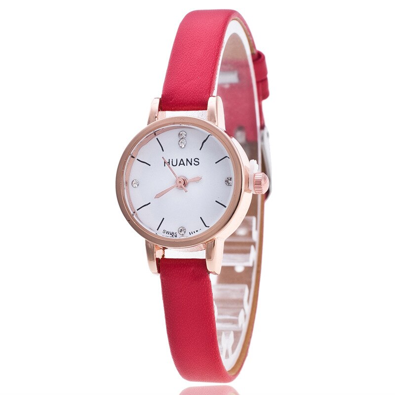 Damklocka dam enkel tunn läderrem kvartsklocka damarmbandsur relogio feminino montre relogio feminino mujer: A