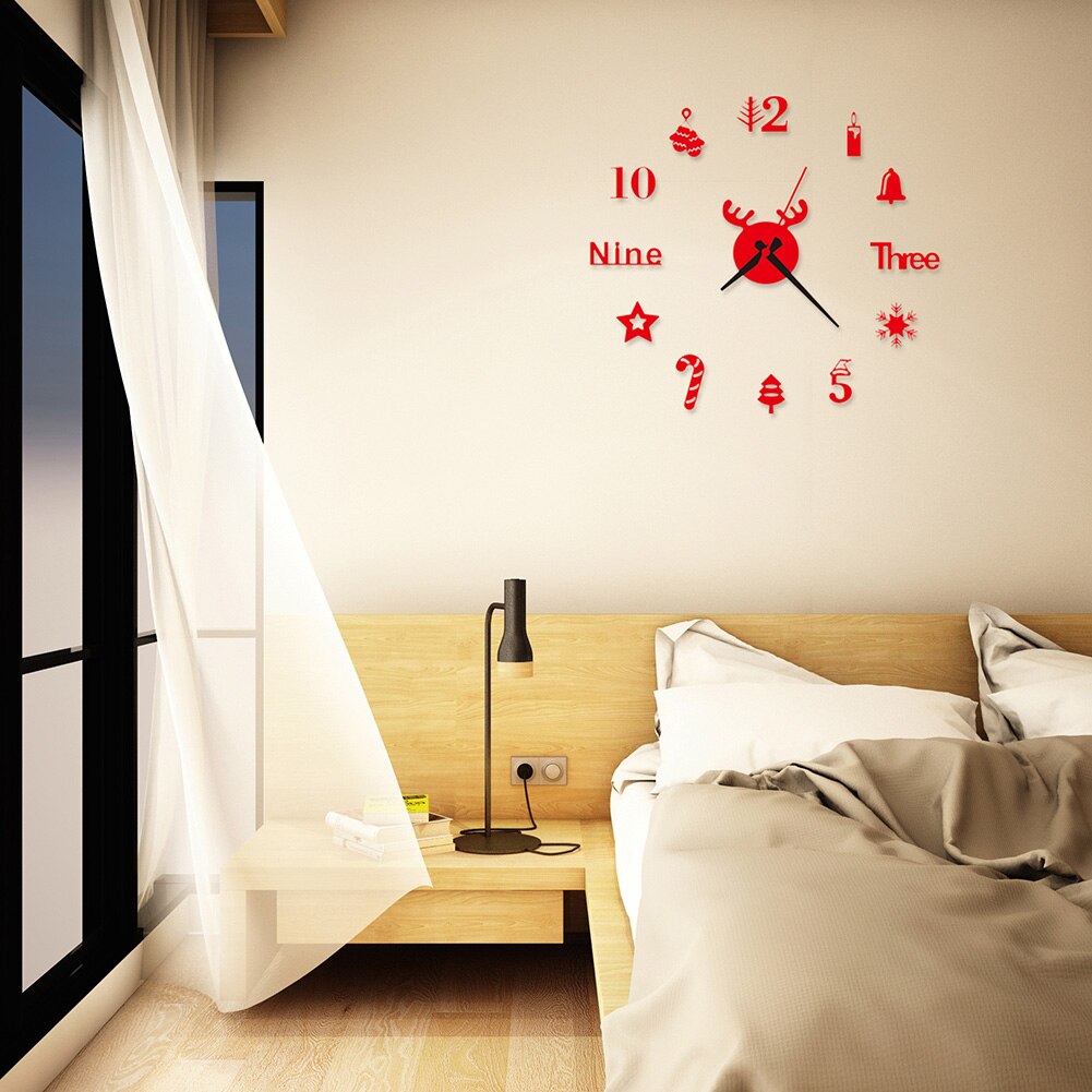 Wall Clock Watch Clocks 3D DIY Acrylic Stickers Living Room Needle Europe Horloge Christmas Year Decorations