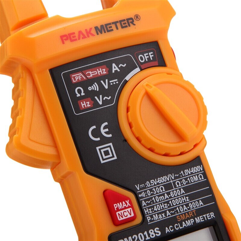 Peakmeter pm2018s smart ac digital clamp meter multimeter 6000 count ac dc voltmeter amperemeter frekvens / peak aca / lpf / ncv tester