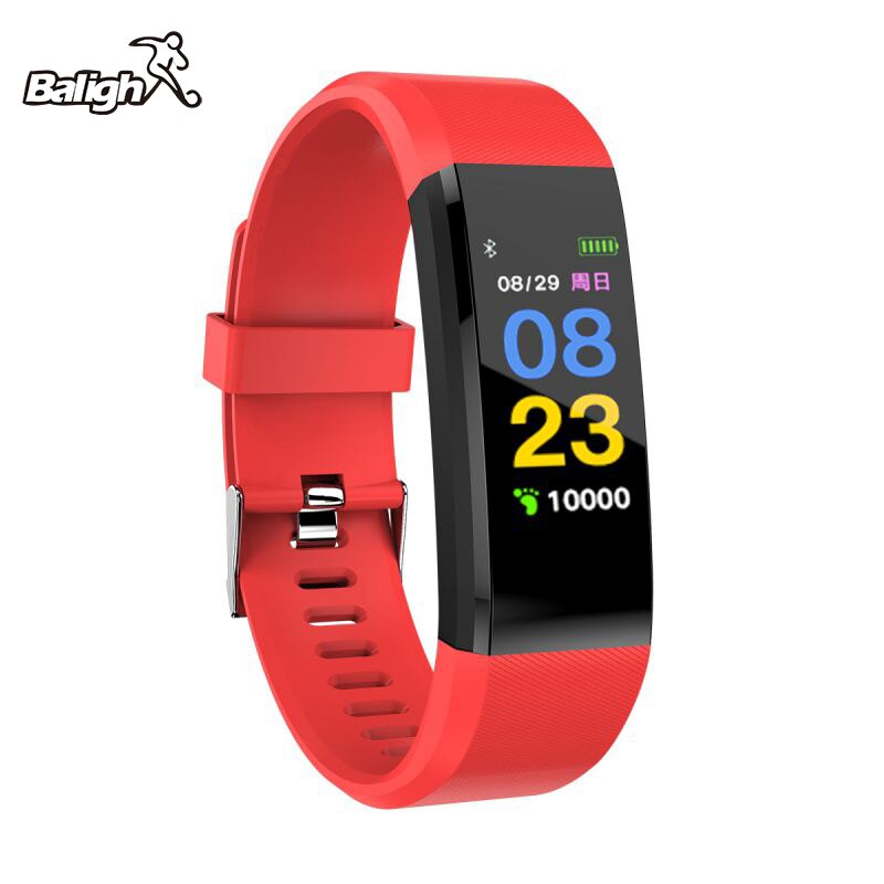 Smart Horloge Bluetooth Polsbandje Smart Armband ID115 Plus Sport Hartslagmeter Horloge Activiteit Fitness Tracker Slimme Band: Rood