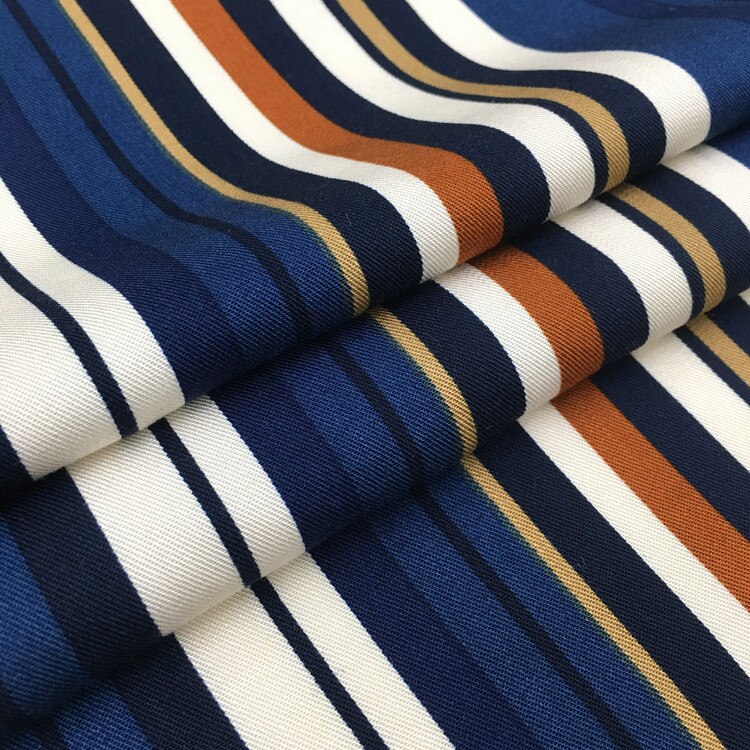 Tela estampada de rayón oblicuo fino de un solo lado para mujer, tejido con rayas de Color, ropa de , 30 hilos