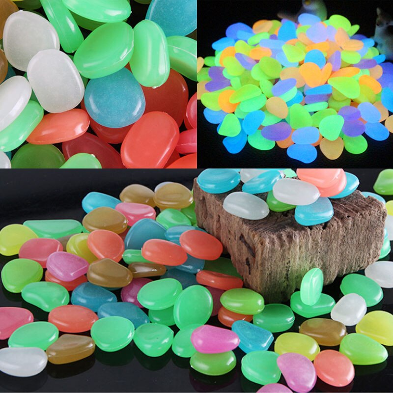 Pierre à galets artificielle multicolore | Émission de lumière, ornement d'aménagement de jardin, décoration d'aquarium de poissons lumineux, 10 pièces