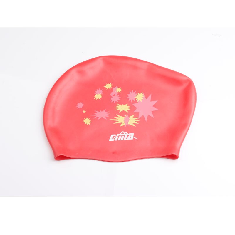 Swimming Cap Women Silicone Long Hair Extra Large Big Waterproof Swim Hat for Lady with Ear Cup Protect Elastic Swimming Caps: Red Stars