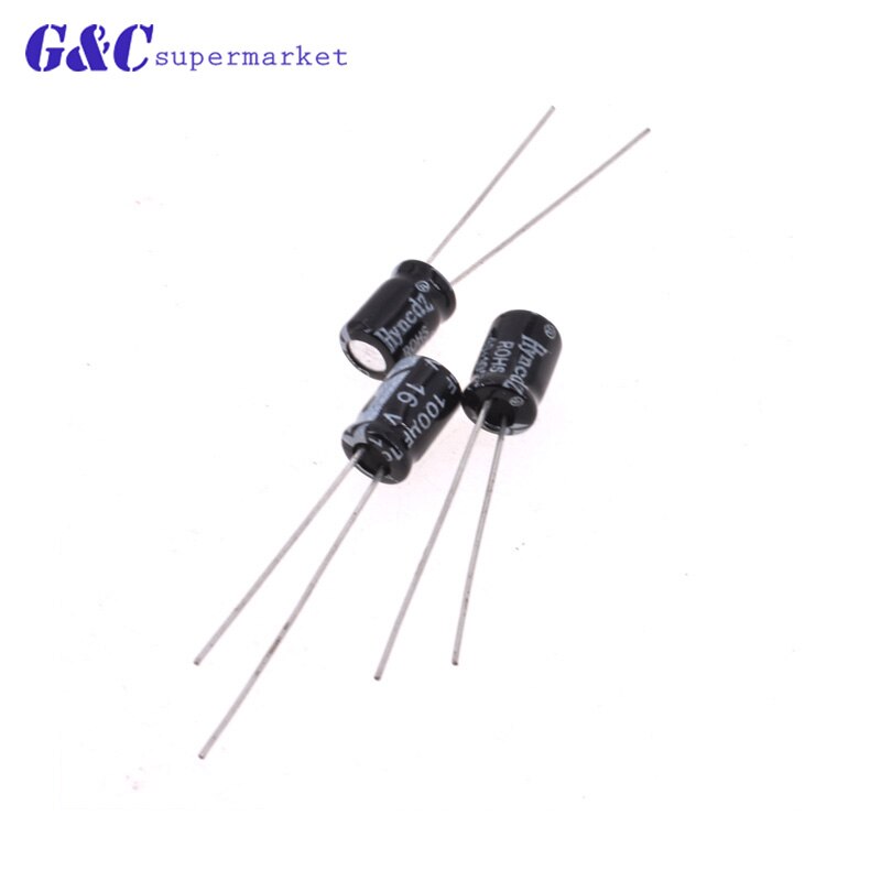 50PCS 100uF 16V 105 Radial Electrolytic Capacitor 5x7mm