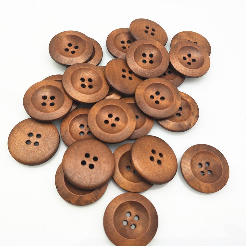 20pcs 25mm Round Wooden Buttons 4 Holes DIY Apparel Sewing Decorative Buttons Scrapbooking Buttons for Clothing 7NK245-4