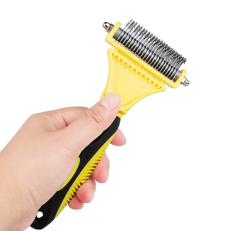 Double Sided Pet Dematting Comb | Stainless Steel Grooming Brush for Small, Medium or Large Breeds | Removes Mats, Tangles and K