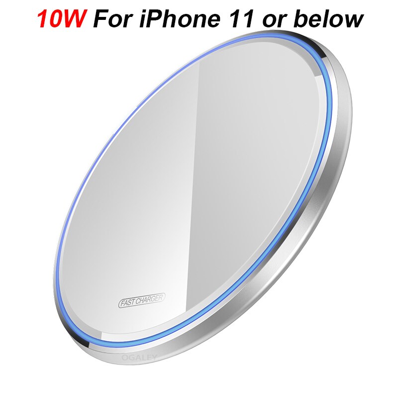 15W 10W Qi Draadloze Oplader Voor Iphone 11 12 Pro Max IPhone12 X Xs Max Xr 8 Plus snelle Draadloze Opladen Pad Voor Airpods Oortelefoon: Paars