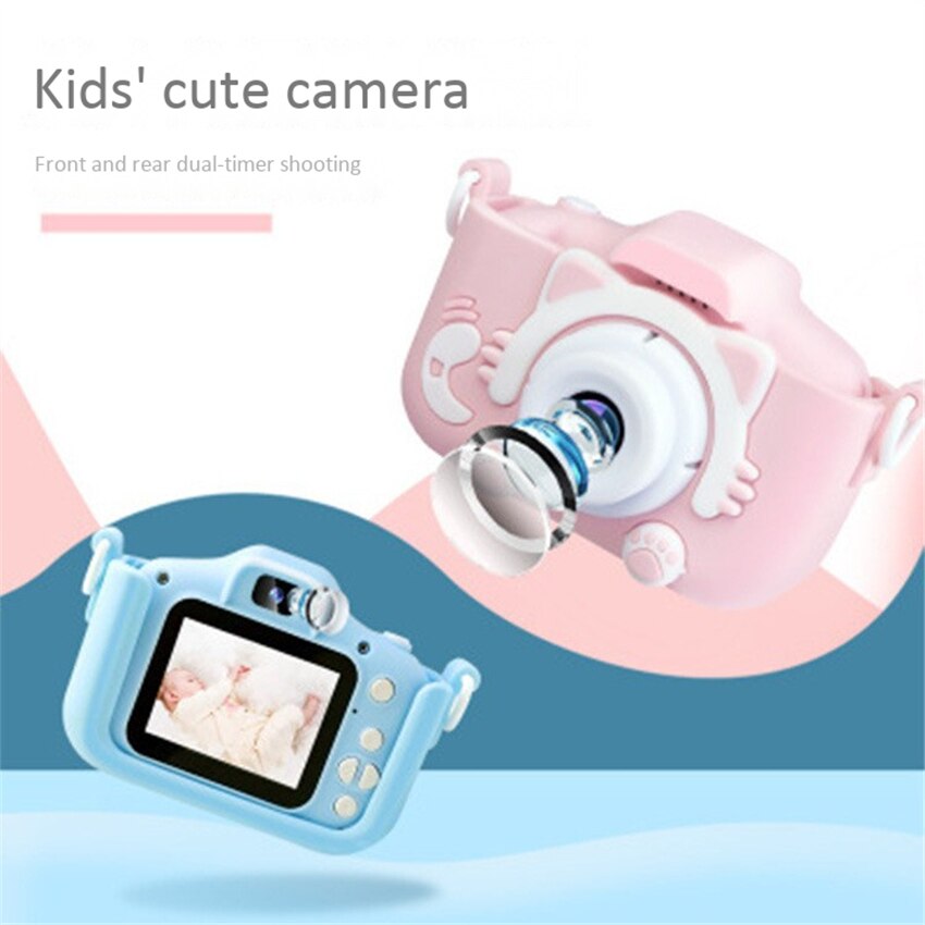 Kids Camera Leuke Baby Speelgoed Kat Mini Digitale Hd Camera 2000W Ips Scherm Voor Kinderen Jongens Meisjes verjaardag Christmas