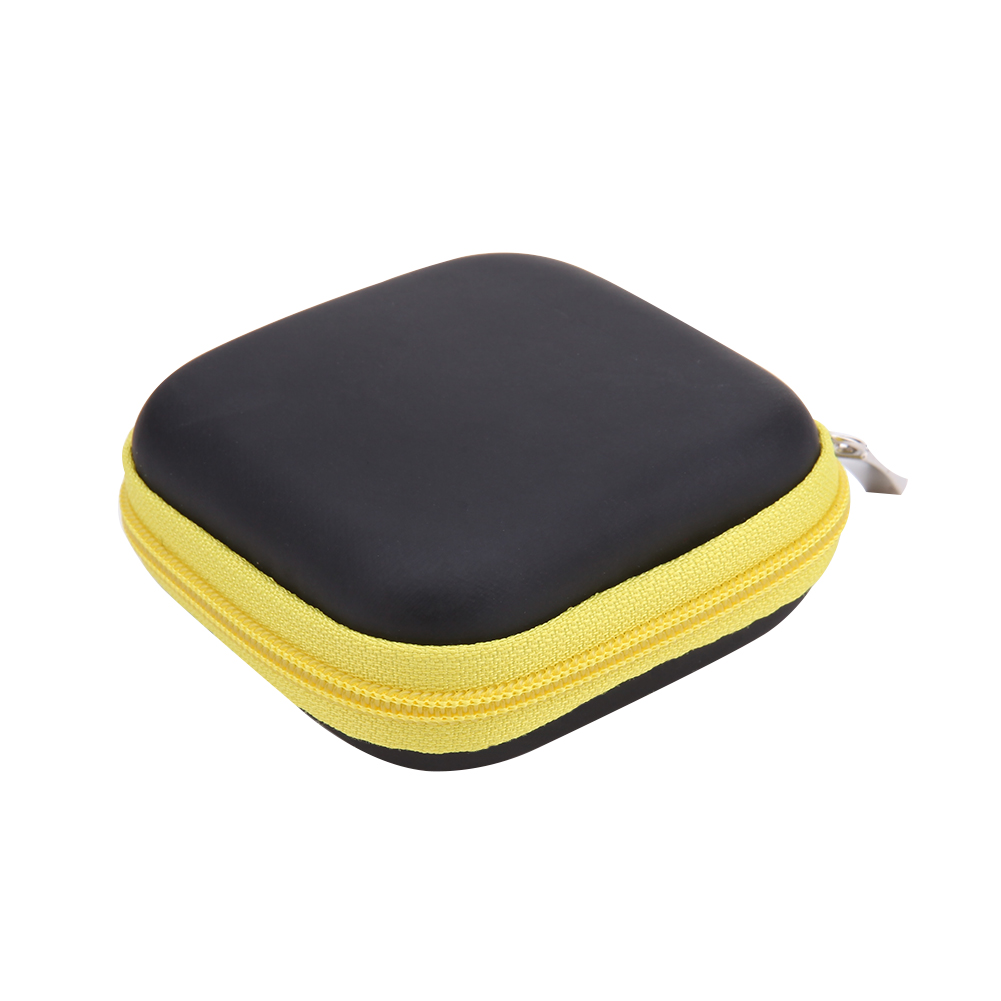 Mini rund eva-fodral hörlurar bluetooth-kompatibel hörlurskabel förvaringsbox digital laddare hörlursväska cd-fodral sd-kort: Gul