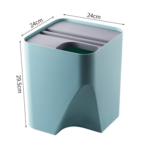 Stackable trash can with lid kitchen waste bin bathroom household wet and dry plastic living room paper basketYHJ110701: blue-large