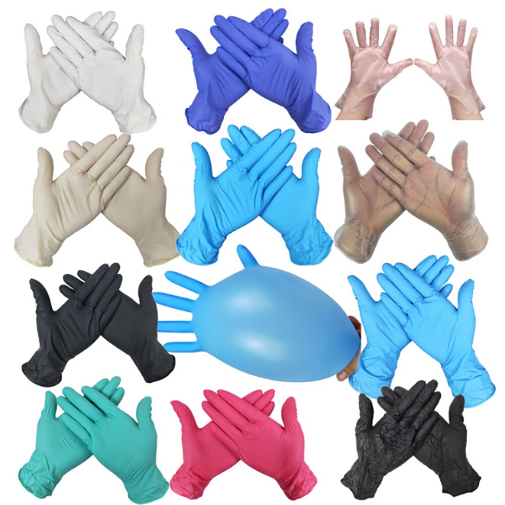 6pcs=3pairs Disposable rubber gloves Drawing gloves Disposable Latex gloves for painting Strong adjustable glove: Mixed colors