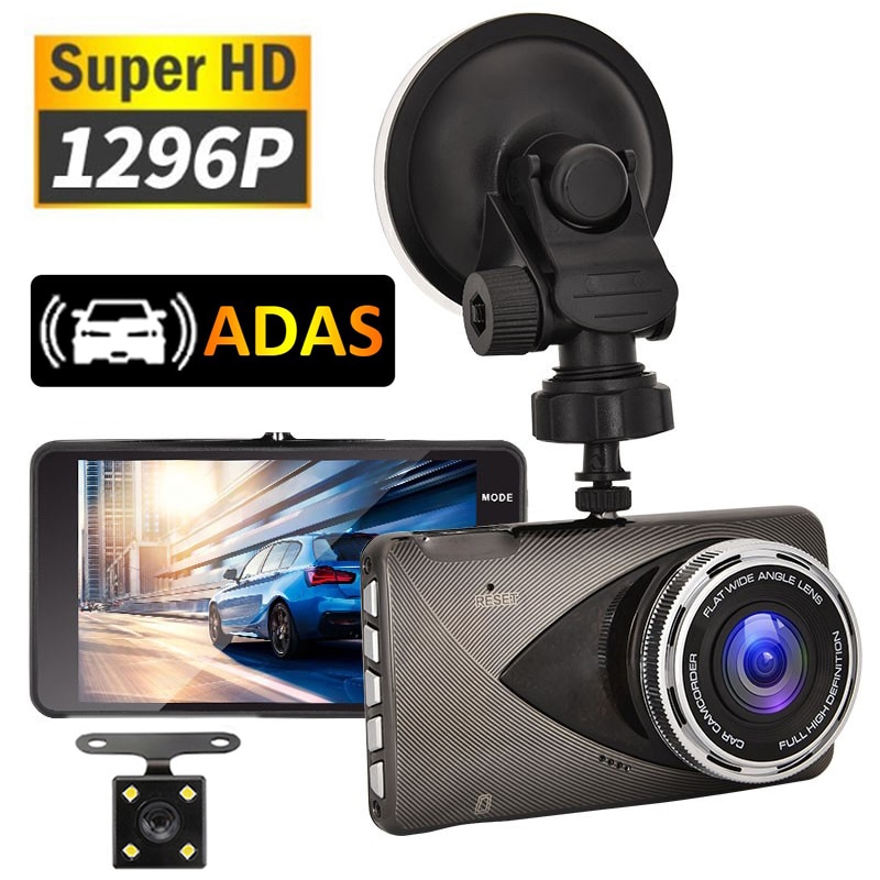 Q10 1296P Car DVR Dash Camera Rear View Video Recorder HD 4" ADAS Loop Recording Night Vision G-sensor 170° Wide Angle Dash Cam