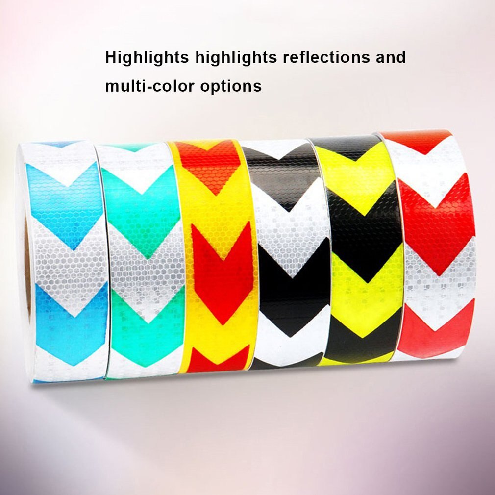 5CM Width Long Self-adhesive PVC Reflective Safety Warning Tape Road Traffic Construction Site Reflective Arrow