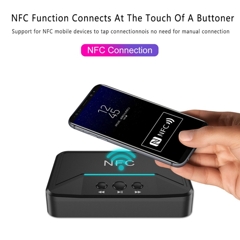 Adaptador Receptor Bluetooth 5,0 NFC 3,5mm RCA Audio AUX salida adaptador de antena inalámbrico Receptor estéreo para altavoz amplificador