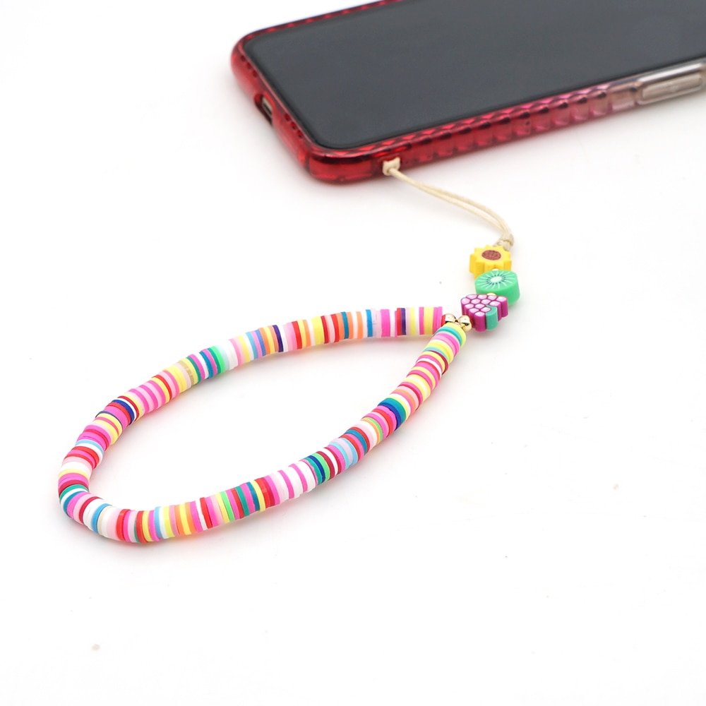 Go2Boho Pols Ketting Voor Telefoon Houder Zomer Strand Telefoon Chains Leuke Fruit Band Vrouwen Kleurrijke Polymeer Klei Heishi Kralen Lanyard